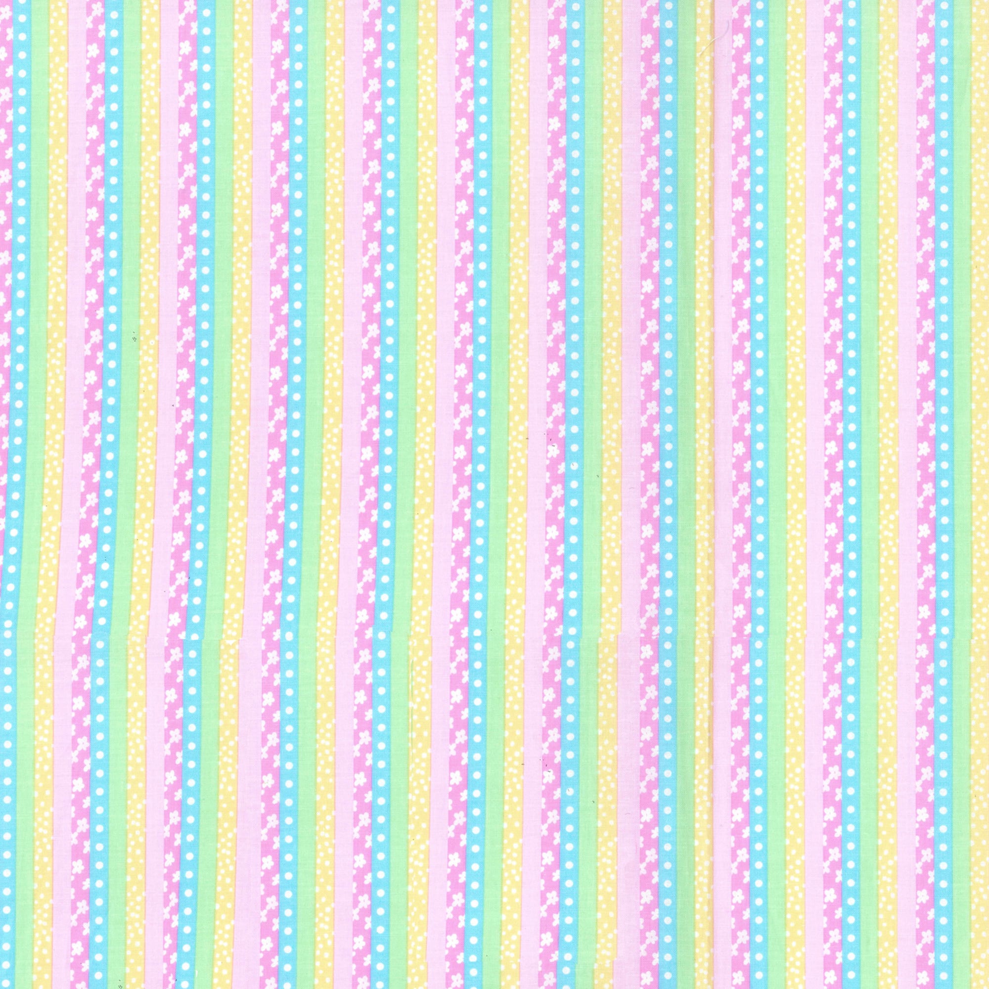 Fabric Traditions Pink Flower Stripe Cotton Fabric